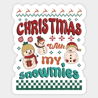 Christmas With My Snowmies, Retro Christmas Sticker